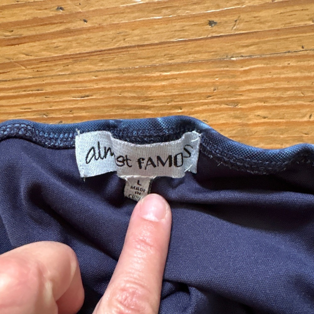 Almost Famous Dress Womens Blue Renaissance Mesh‎ Handkerchief SIZE L - Picture 5 of 7